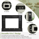 Merax Large Wall Unit Entertainment Center with Bookshelves for Televisions Up to 78'', Modern 4-in-1 TV Stand with Cabinets, Open Shelves and Golden Handles, Black, 104.2''W*81.2''H Merax