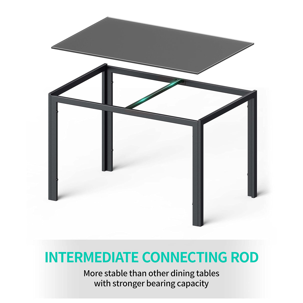 Gizoon Glass Dining Table Sets for 6, 7 Piece Kitchen Table and Chairs Set for 6 Person, PU Leather Modern Dining Room Sets for Home, Kitchen, Living Room Gizoon