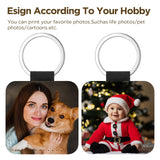 Equsion 16 Pcs Sublimation Blanks Keychain Glitter PU Leather Keychain Heat Transfer Keyring for DIY Crafts Making (Square) Equsion