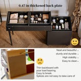 YYJ Vanity Desk with Mirror and Lights,Makeup Vanity with Power Outlet and Adjustable Cabinet,Modern Makeup Table with 3 Drawers for Bedroom Makeup Room,Writing Desk Dark YYJ