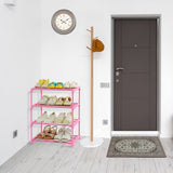 HITHIM 4-Tier Free Standing Shoe Racks for 6-8 Pairs Shoe Storage,Kids Shoe Racks for Small Place,Lightweight Stackable Shoe Shelf Organizer for Entryway, Doorway and Closet,Pink HITHIM