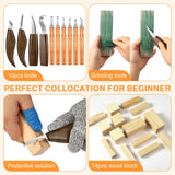 KINGBRO 42PCS Wood Carving Kit for Beginners,14 Basswood, Wood Whittling Kits for Beginner and Kids, Wood Carving Tools with Safety Protection. 10pcs Wood Carving Knife with 14pcs Wood Block. KINGBRO
