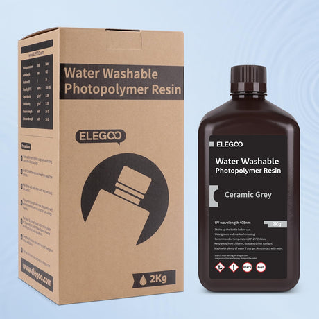 ELEGOO Water Washable 3D Printer Resin, Rapid Resin 405nm LCD UV-Curing Standard Photopolymer Resin for LCD 3D Printer Black 2KG ELEGOO