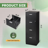DEVAISE 4 Drawer File Cabinet with Lock, Vertical Filing Cabinet for A4/Letter Size Files, Wood Storage Cabinet for Home Office, Black DEVAISE