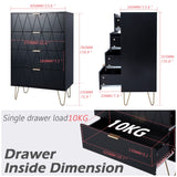 UEV 4 Drawer Dresser,Chest of Drawers,Wooden Dresser with 4 Metal Legs,Tall Dresser with Anti-Tipping Device,Dresser Set for Bedroom,Living Room (Black) UEV