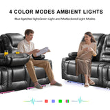 SAMERY Power Loveseat Recliner Sofa with Flip Backrest, Electric Reclining Loveseat Sofa RV Couch 3 Seater with USB Ports/Power Outlets/LED Light/Cup Holders/Pockets/Pillows for Living Room RV SAMERY