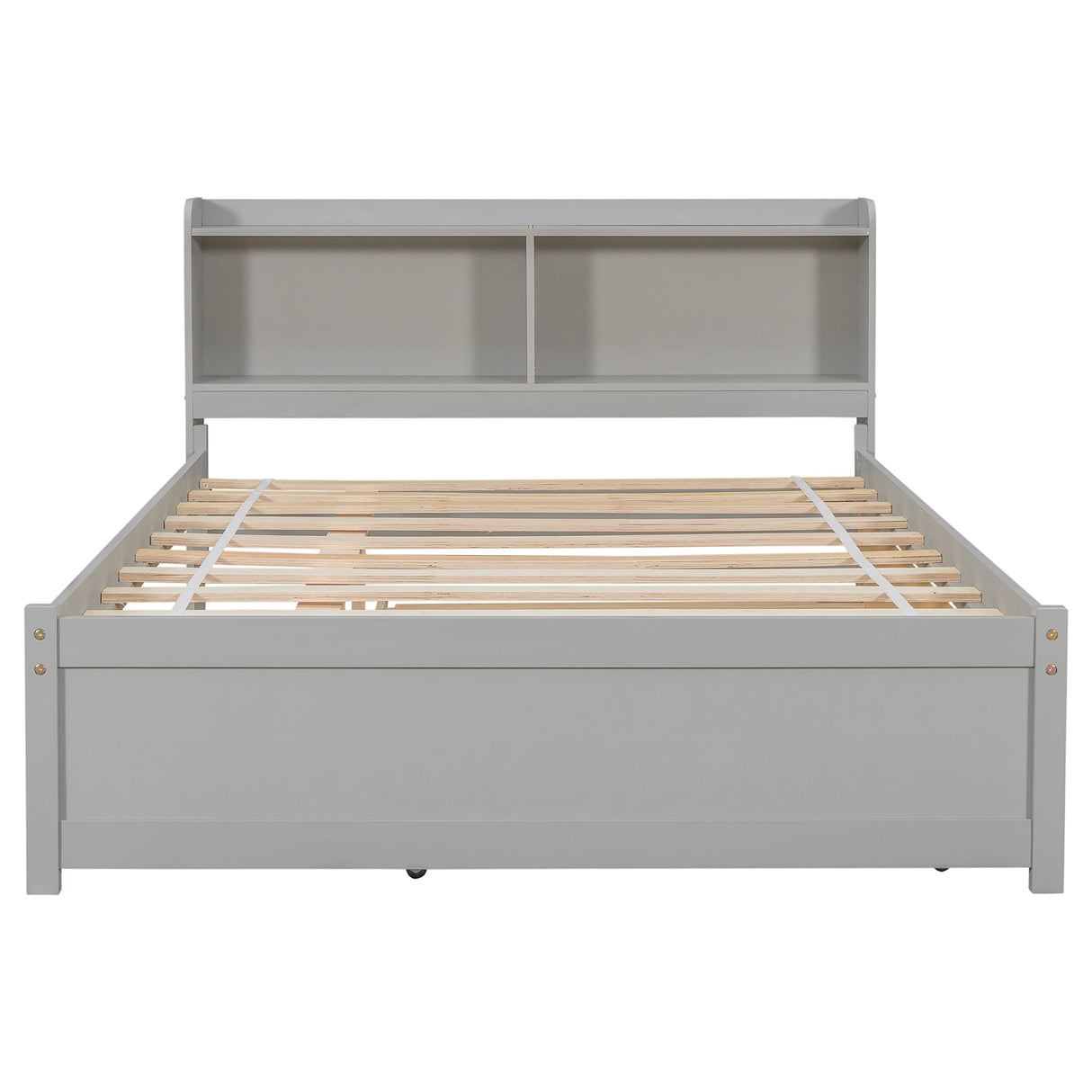Harper & Bright Designs Full Size Bed Frame with Trundle, Full Size Platform Bed with Twin Trundle Under, Grey Harper & Bright Designs