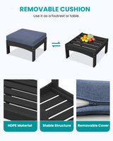 SERWALL 9 Pieces Patio Sofas, All-Weather HDPE Outdoor Sectional Sofa with Cushions and Coffee Table, Extra-Large Modular Conversation Set for Patio, Garden, Deck, Grey Frame with Grey Cushion SERWALL