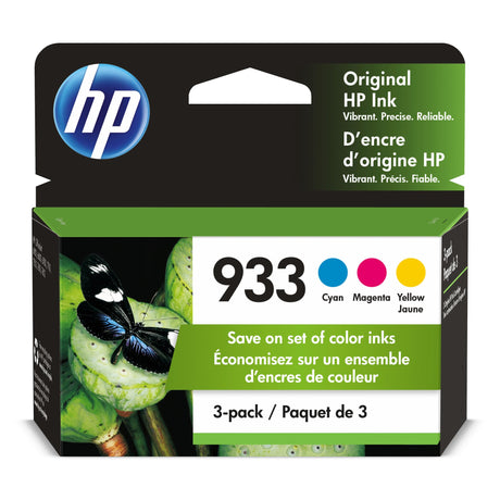 HP 933 Cyan, Magenta, Yellow Ink Cartridges| Works with HP OfficeJet 6100, 6600, 6700, 7110, 7510, 7610 Series | N9H56FN, Combo 3-Pack HP