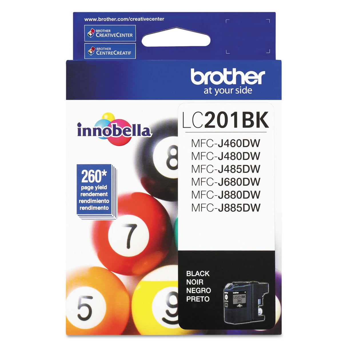 Brother Genuine Standard Yield Black Ink Cartridge, LC201BK, Replacement Black Ink, Page Yield Up To 260 Pages, Amazon Dash Replenishment Cartridge, LC201BK Brother