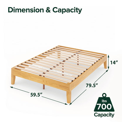 ZINUS Moiz Deluxe Natural Wood Platform Bed Frame - Queen Size, Easy Assembly, No Box Spring Needed - WoodArtSupply