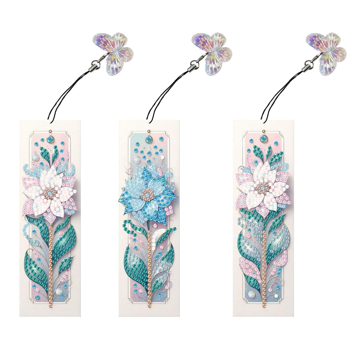 3pcs Flower Diamond Art Bookmarks,Flowes Diamond Painting Bookmark Kits for Adult,DIY Gem Art Small Crafts with Rhinestone Tassel,Paint by Diamonds for Graduation Birthday Reader Gifts (flower-023) bestact