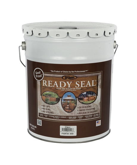 Ready Seal 500 Clear, 5-Gallon Exterior Wood Stain and Sealer, 5 Gallon Ready Seal