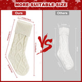 chamvis Christmas Stockings Cable Knitted Xmas Stockings, 4 Pack 18 Inches Fireplace Hanging White Christmas Stockings for Family Xmas Holiday, Christmas Tree, Fireplace Decorations chamvis