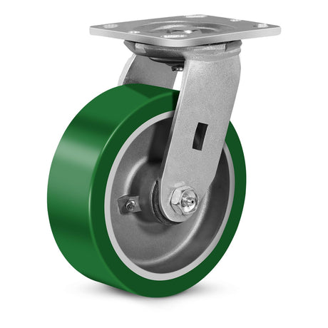 FOVERSWIVE 6"x2" Industrial Casters- Heavy Duty Casters,Polyurethane on Aluminum Casters - Loading Capacity up to 1400LB.Use for Platform Truck,Workbench,Lift Tables(1 Swivel) FOVERSWIVE