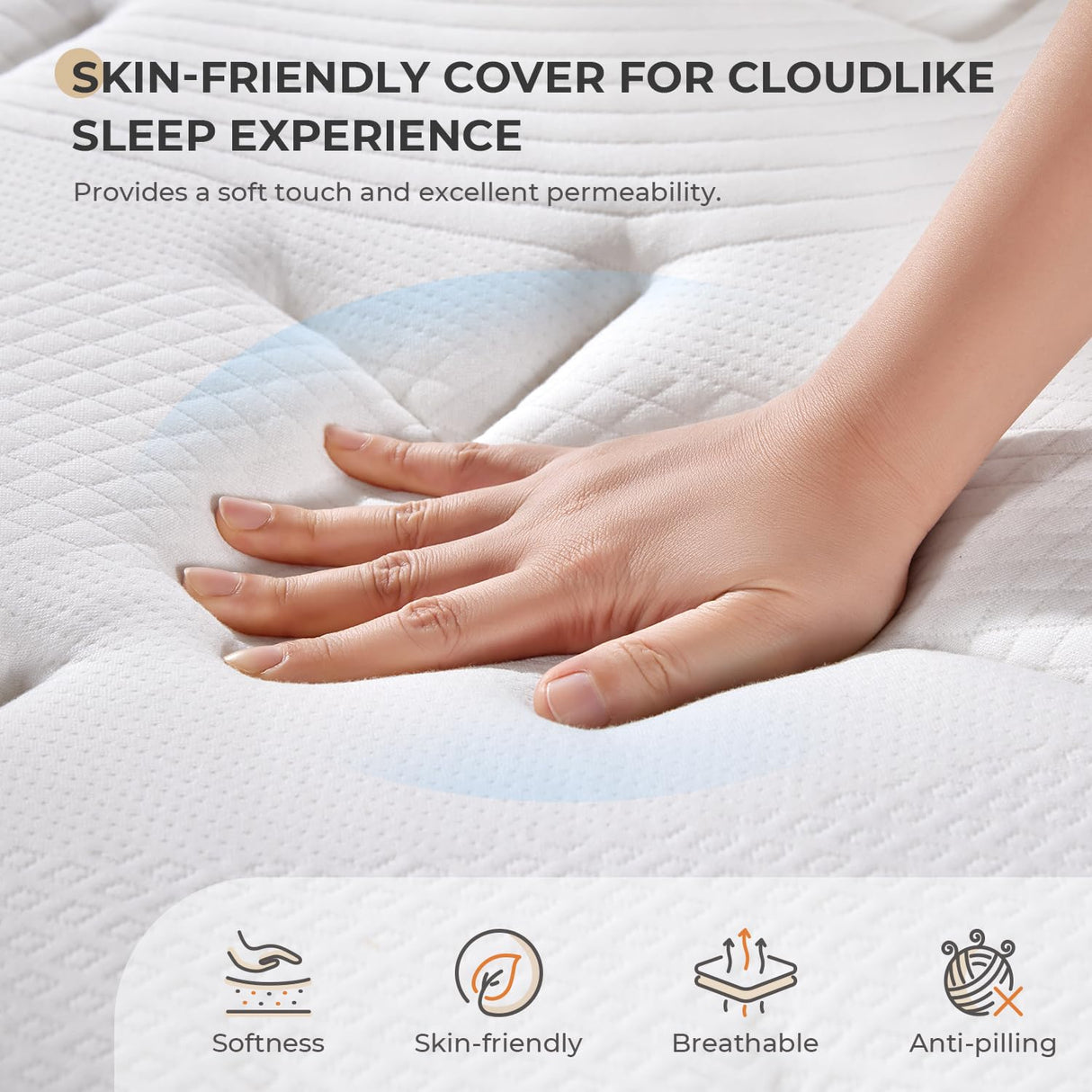 Sweetnight California King Mattress - 12 Inch California King Size Hybrid Mattress, California King Bed Mattress with Pocketed Coils for Motion Isolation & Pressure Relief, Nimbus Sweetnight