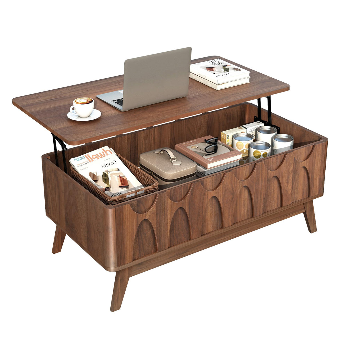 Bifins Coffee Table, Lift Top Coffee Table with Hidden Compartment,Mid Century Modern Lift Tabletop for Home Living Room Office Bifins