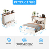 PUREMIND Full Size Murphy Bed Cabinet with Mattress - Solid Wood - Hideaway Chest Beds Frame with Storage Drawers, USB Charging Ports - Space Saving Cabinet Bed for Guest Room PUREMIND