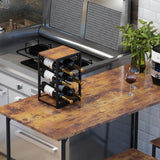 IBUYKE Rustic Wood 6 Bottles Wine Rack for Countertop,3 Tier Free Standing Wine Rack,Wine Bottle Holder Stand Organizer for Home Decor Bar,Cabinet, Pantry,Countertop TMJ901H IBUYKE