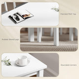 HOMCOM 5-Piece Dining Table Set for 4 with Solid Wood Frame, Farmhouse Kitchen Table Set with 4 Upholstered Padded Chairs for Small Space, Dining Room, Breakfast Nook, Pure White HOMCOM