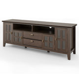 SIMPLIHOME Artisan SOLID WOOD Universal TV Media Stand, 72 inch Wide, Transitional, Living Room Entertainment Center, Storage Cabinet, for Flat Screen TVs up to 80 inches in Farmhouse Brown SIMPLIHOME