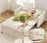 Corduroy Convertible Sofa Bed, 47" Loveseat Sleeper Sofa, Pull out Couch 618lbs Capacity, Modern Sleeper Couch Bed 2 Fluffy Pillows Included, Small Couches for Small Spaces/Apartment/Office, Beige Domusensus