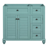 Merax 36" Bathroom Vanity Cabinet, Single Bathroom Storage Vanity with Louvered Doors and Drawers, Solid Wood Frame Bathroom Vanities Without Sink (Teal Without Sink) Merax