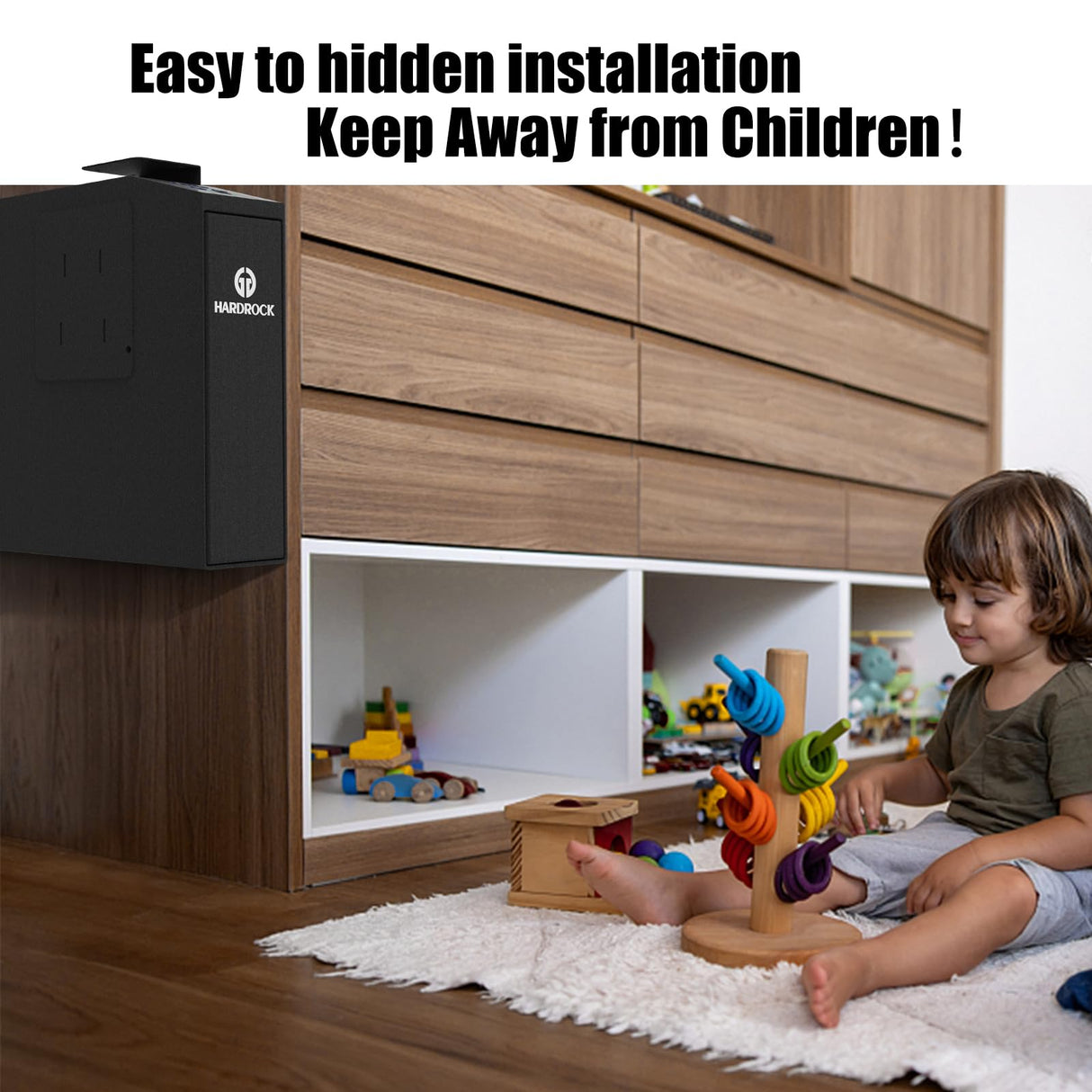 HARDROCK Biometric Slider Gun Safe for Handgun,Hidden Fingerprint Gun Safe Box for Home Nightstand Desk Bedside,Wall Mounted Lock Quickly Access Sliding Door Pistol safes,PIN Code Key HARDROCK