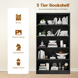 Soohow 5 Shelf Bookcase,60 Inch Wood Tall Bookshelves for Living Room,Black Soohow