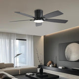 52inch Ceiling Fans with Lights, Low Profile Ceiling Fan with Light and Remote/APP Control, Flush Mount, Reversible Motor, Dimmable LED, Noiseless, Black Ceiling Fan for Bedroom Indoor Outdoor Use FUMLTP