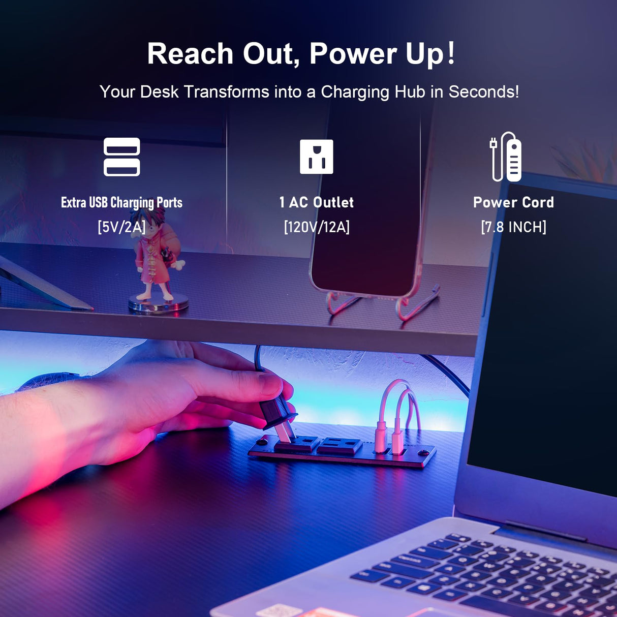 GTRACING GTP210-RGB Gaming Desk, RGB GTRACING