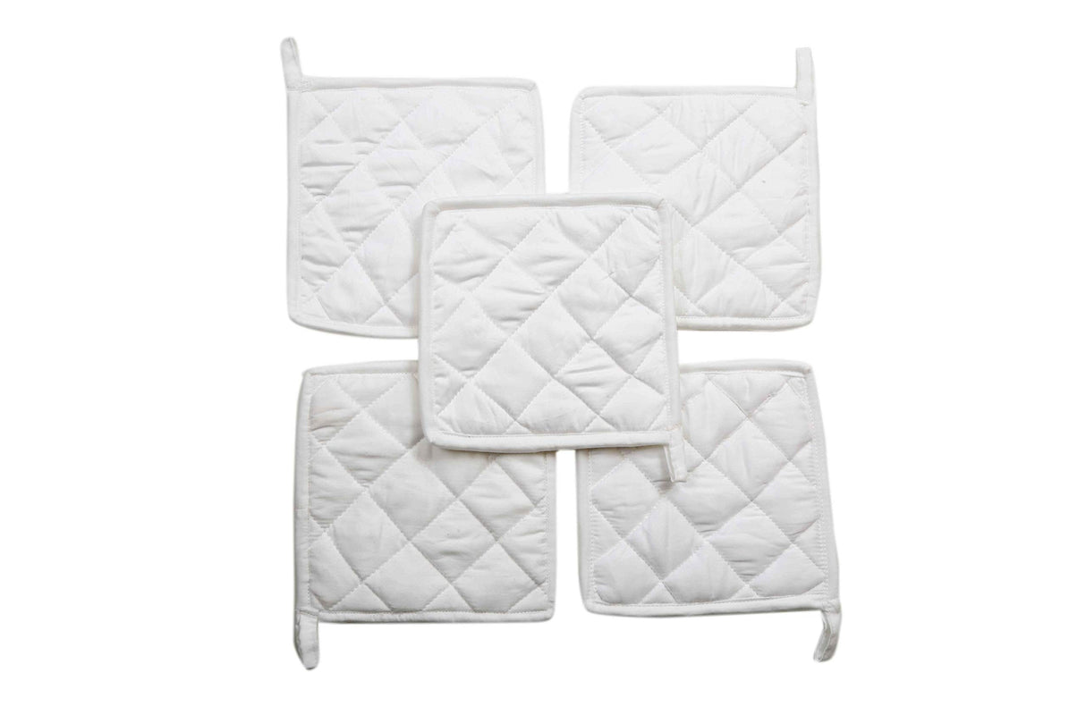 HM Covers Pot Holders 100% Cotton (Pack of 10) Pot Holder 7" x 7" Square, Solid White Color Everyday Quality Kitchen Cooking, Heat Resistance!! HM Covers