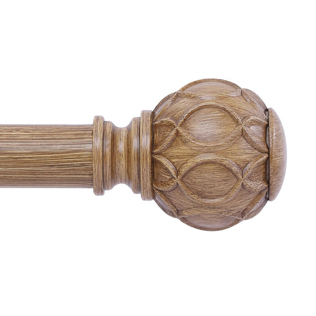 HTZON Wood Curtain Rods 48 to 84 Inch,1 Inch Adjustable Curtain Rod,Netted Wooden Window Curtains Rods,Farmhouse Rustic Heavy Duty Curtain Rods,Brown Wood Grain Decorative Single Drapery Rods 36-88" HTZON