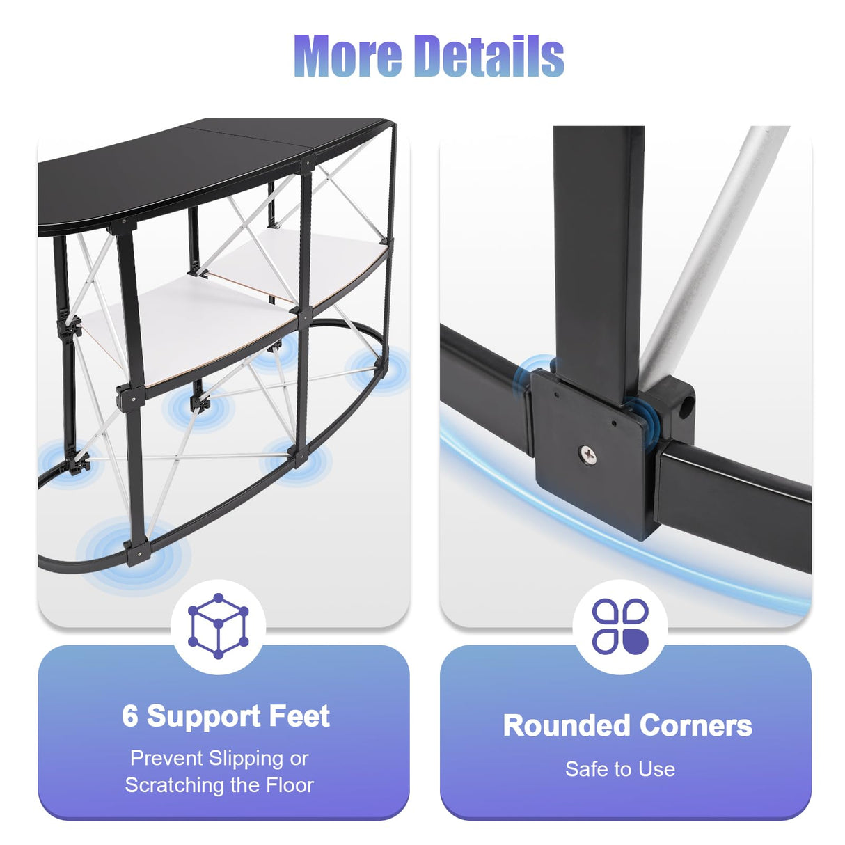 51" Portable Trade Show Counter Curved Pop Up Table Podium Salon Display Booth Corrugated Sidewalls Reception Desk Speech Stand for Checkout Exhibition Promotion Retail PalaUha