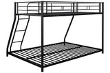 Majnesvon Metal Floor Bunk Bed, Twin Over Full Low Bunk Bed, Heavy Duty Frame with Sloping Ladder and Safety Guardrails for Teens Adults, No Box Spring Needed,Easy Assembly (Black) Majnesvon