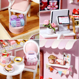 OZJAY DIY Miniature House Kit with Dust Proof Cover, 1:24 Scale Creative Room Mini DIY Wooden Dollhouse Miniature Kit for Adults Teen, Sweet Talk OZJAY