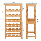 VASMIA Wine Rack Free Standing Floor, 6-Tier Display Wine Storage Shelves with Table Top, 24-Bottle Bamboo Wine Rack Shelf for Kitchen Bar Dining Room Living Room, Natural VASMIA