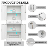 Wanfu Metal Storage Cabinet, Locking Storage Cabinet with Adjustable Shelves and 2 Drawers, 16" D x 32" W x 71" H Steel Cabinets for Office, Garage, Home, Classroom, Utility Room(White) Wanfu