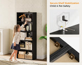 Casaottima 5-Tier Open Bookshelf and Bookcase, Floor Standing Display Storage Shelves for Living Room, Tall Book Shelf for Bedroom, Home Office, Dining Room, Black Casaottima