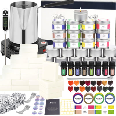 SAEUYVBCandle Making Kit,Candle Making Kit with Wax Melter, Complete Candle Making Kit for Adults Beginners, Candle Making Supplies, DIY Arts & Crafts Kits Perfect as Home Decorations