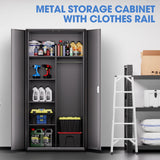 DNA MOTORING 72" Metal Storage Cabinet, Heavy Duty Garage Storage Cabinet with Wheels, Locking Storage Cabinet for Warehouse, Garage,Home, Office, Gym, TOOLS-00633-BK-BK-A DNA MOTORING