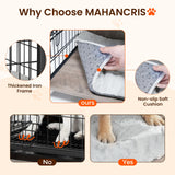 MAHANCRIS Dog Crate Furniture with Cushion, Wooden Dog Kennel with Double Doors, Heavy Duty Dog Cage for Small/Medium/Large Dogs, Indoor Dog House End Table, 31.5" L, Greige DCHG0701 MAHANCRIS