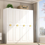 Wakefit Armoire Wardrobe Closet, 4 Doors Wooden Wardrobe Closet Cabinet, 71" Bedroom Armoires with Hanging Rod Shelf, Freestanding Wardrobe Cabinet for Bedroom, Guest Room, White Wakefit
