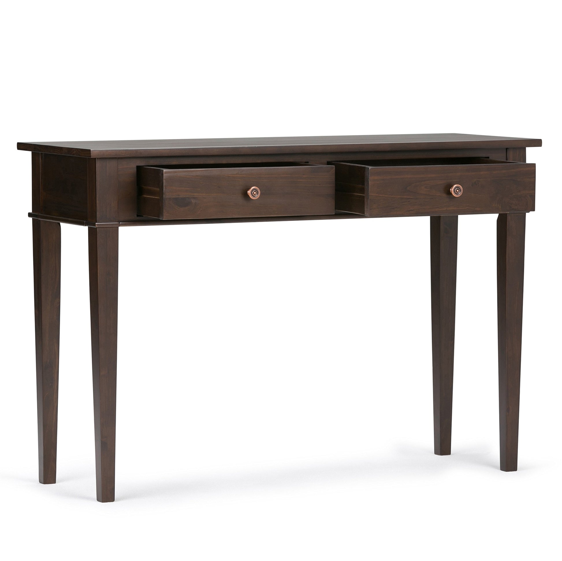 SIMPLIHOME Carlton SOLID WOOD 44 inch Wide Transitional Console Sofa Entryway Table in Dark Tobacco Brown with Storage, 2 Drawers, for the Living Room, Entryway and Bedroom - WoodArtSupply