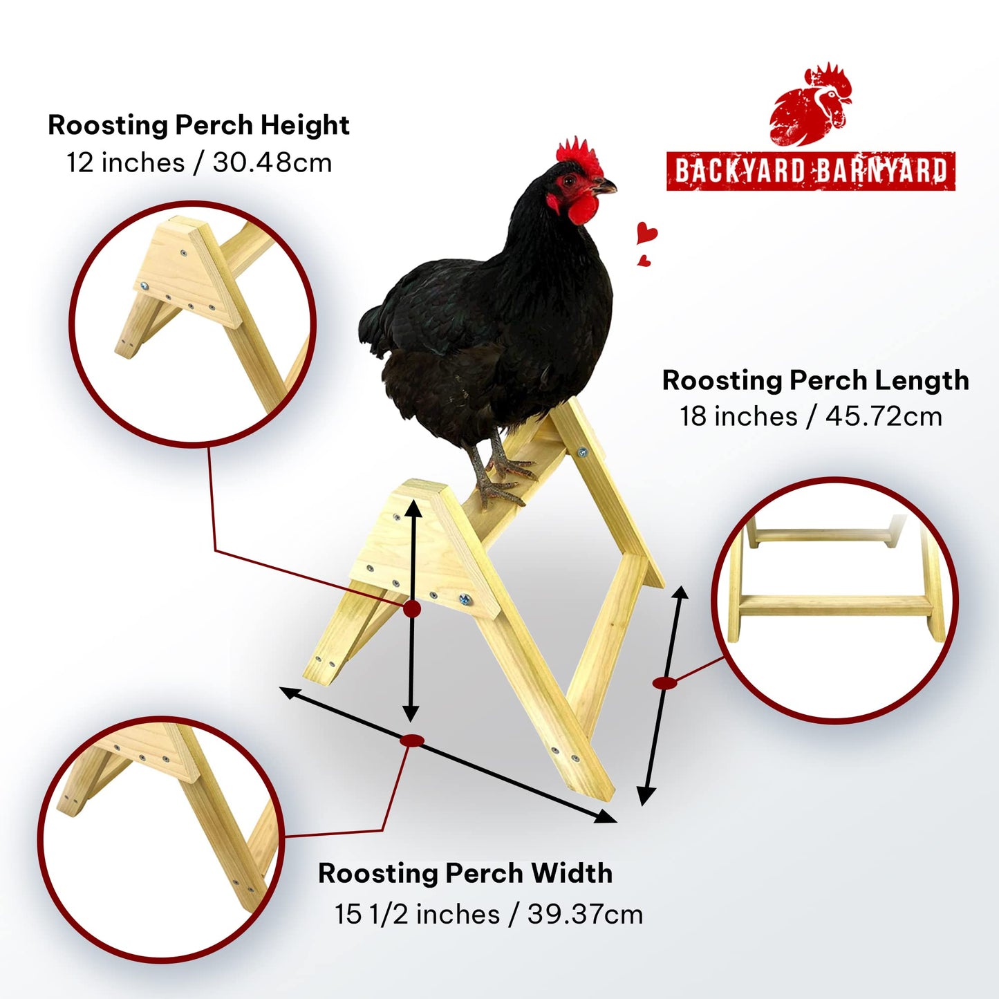 Chicken Roosting Perch Bird Stand Made in The USA! Roost Toys and Accessories for Coop Heavy Duty Solid Handcrafted Wood Construction for Birds Hens Chook Pollos Gallinas Chicks