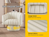 Dewhut Swivel Accent Chair Set of 2,Mid Century 360° Swivel Barrel Chair,Fluffy Velvet Fabric Chairs,Round Club Arm Chair,Upholstered Single Sofa Seating for Home,Living Room, Bedroom,Waiting Room Dewhut