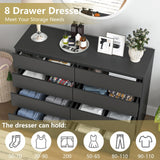 CIPACHO Black 8 Drawer Dresser for Bedroom,Modern Large Dresser with Deep Drawer,Wide Storage Chest of Drawer, Bedroom Storage Furniture Drawers for Living Room CIPACHO