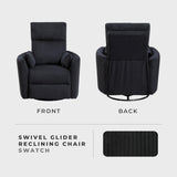 Lexicon Modern Swivel Glider Recliner Chair, Nursery Glider, Corduroy Fabric Upholstery Recliner with 2 Lumbar Pillows, Manual Reclining Sofa Chair for Living Room/Office/Apartment, Black Lexicon