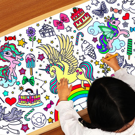 JUNQIU Unicorn Coloring Table Cloth for Kids, 72 * 31Inch Giant Coloring Poster for Unicorn Birthday Decorations/Party Games/Birthday Activities/Crafts/Coloring Paper Roll JUNQIU US
