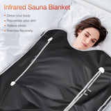 UMIXGENE Infrared Sauna Blanket-Sauna Blanket for Home Use, Portable Design for Relaxation and Detoxification Highest 176℉, 20-60 Minutes Timer, 6 ft x 2.65 ft（Deep Black） UMIXGENE